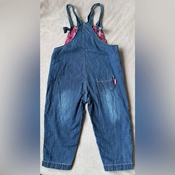 Toddler Girl Unicorn Denim Overalls 2-3 Years Blue Jean Romper 100% Cotton - Picture 10 of 10